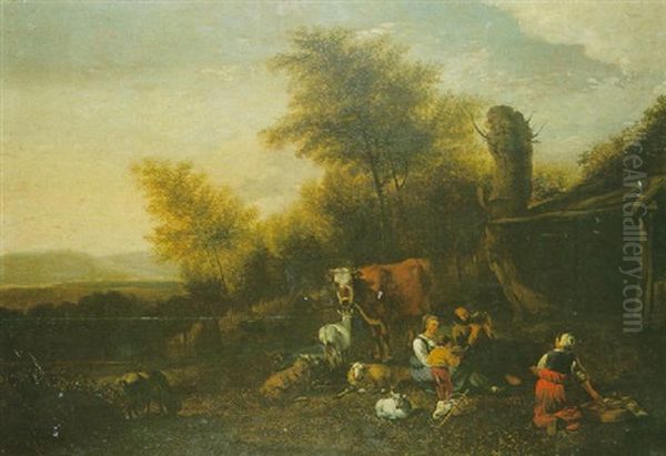 Scene Pastorale Dans Un Paysage Italien Oil Painting by Job Adriaensz Berckheyde