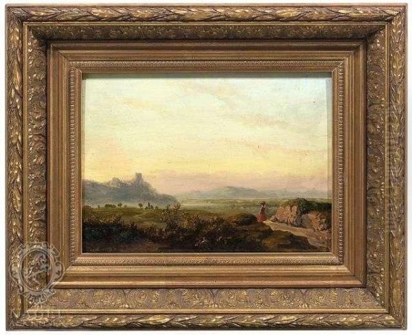 Extensivelandscape At Sunrise Oil Painting by Carl Eduard Ahrendts