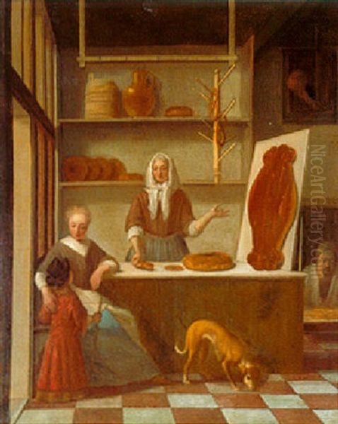 A Baker's Shop Oil Painting by Job Adriaensz Berckheyde