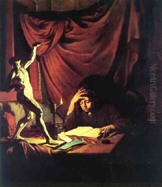 Der Junge Gelehrte In Seinem Studio Oil Painting by Job Adriaensz Berckheyde