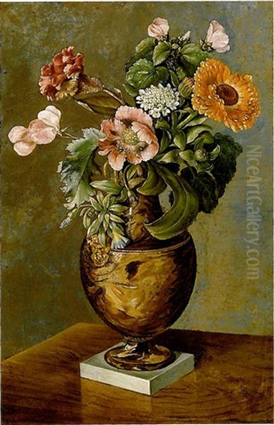 Flowers In A Creamware Vase Oil Painting by William Von Moll Berczy