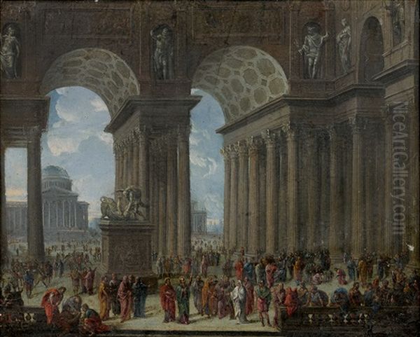 Saint Pierre Et Saint Paul A Rome Oil Painting by Jean-Georges Berdot