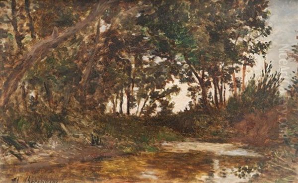 Mare Et Sous-bois Oil Painting by Theophile Berengier