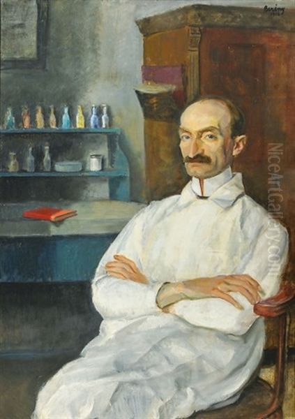 Portrait Of A Doctor (professzor) Oil Painting by Robert Bereny