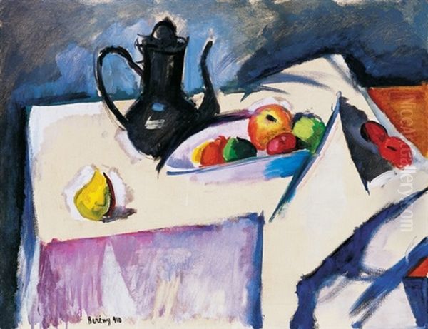 Still Life With Jug And Fruits Oil Painting by Robert Bereny