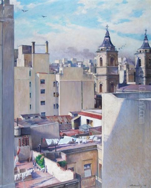 Mi Ciudad - Tres Epocas Oil Painting by Rodolfo Bereny