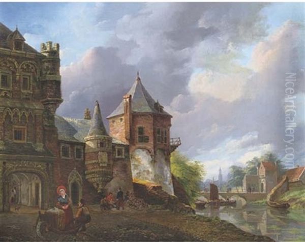 At The Citygate Oil Painting by Petrus Augustus Beretta