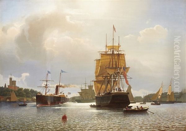 Stockholms Inlopp Vid Kastellholmen Oil Painting by Albert Berg