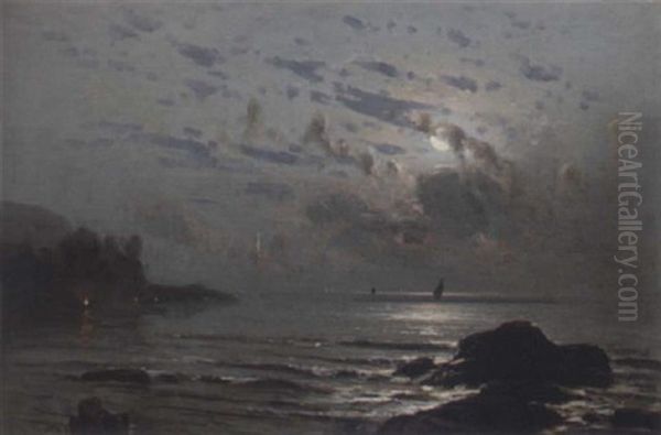 Havsvy I Mansken Oil Painting by Albert Berg