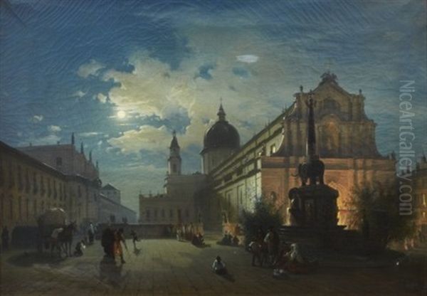 Piazza Del Duomo I Catania, Sicilien Oil Painting by Albert Soult Berg