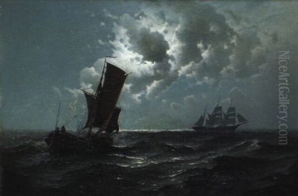 Marin Med Segelfartyg Oil Painting by Albert Soult Berg