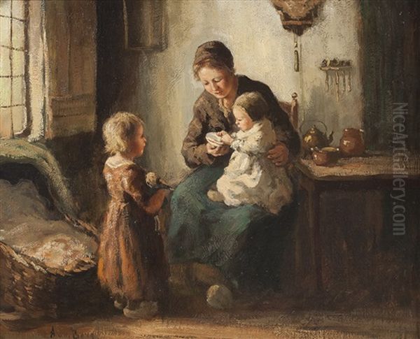 Mutter Mit Kleinen Kindern Oil Painting by Andries van den Berg