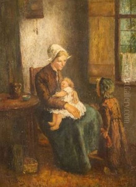 Mutter Mit Kindern Oil Painting by Andries van den Berg