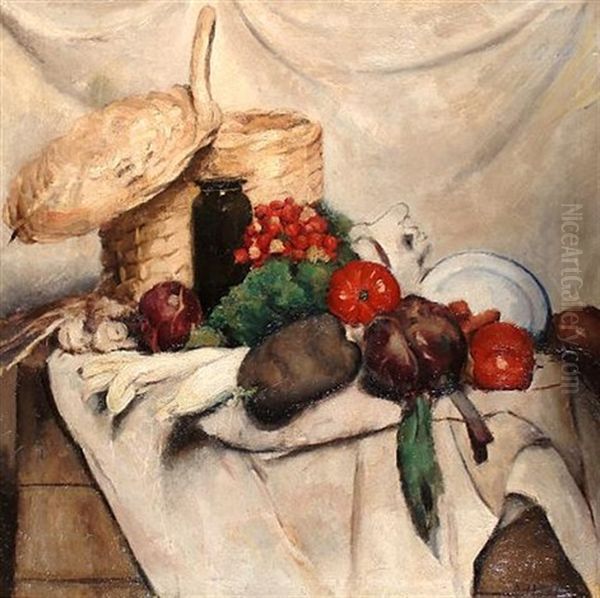 Still Life With Vegetables Oil Painting by Ans Van Den Berg