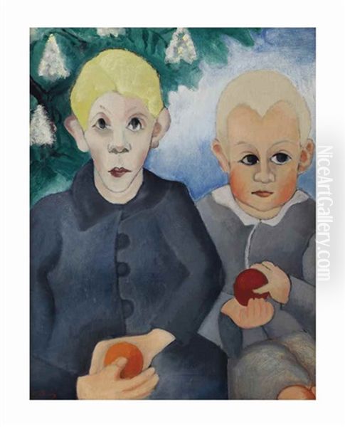 Two Children Oil Painting by Else Berg