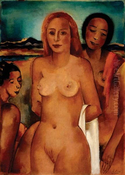 Three Nudes Oil Painting by Else Berg