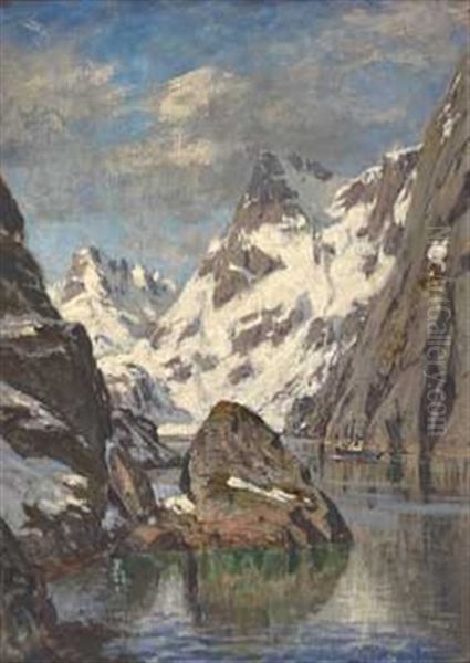 Fra Trollfjorden I Lofoten Oil Painting by Gunnar Berg