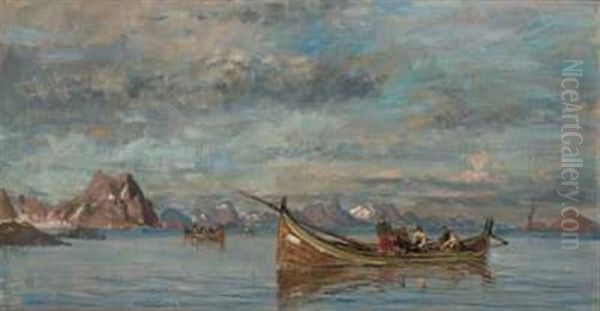 Fiske Utenfor Svolvaer Oil Painting by Gunnar Berg