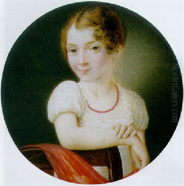 A Miniature Portrait Of Jacobina Cornelia Dalen Oil Painting by Gysbertus Johannes van den Berg