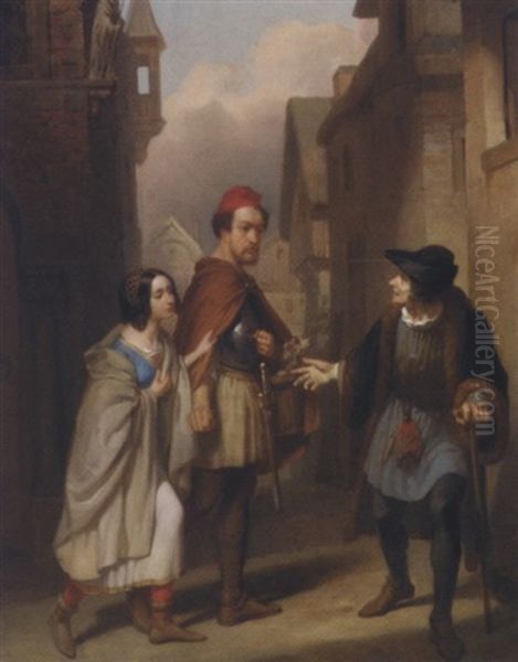 Henry Wynd And The Glee-maiden Encounter Dwining Oil Painting by Jacobus Everardus Jos. van den Berg