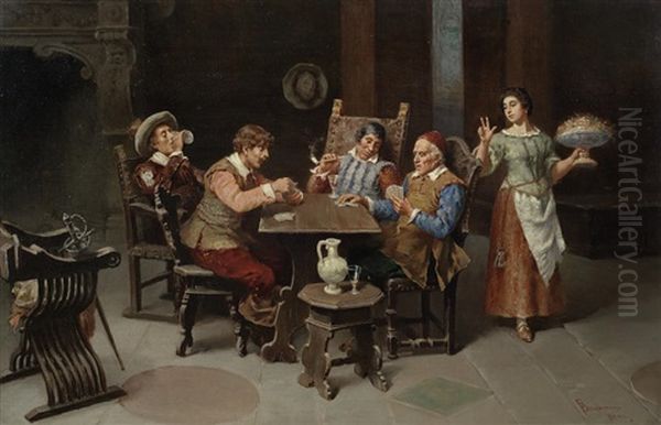 The Card Game Oil Painting by Francesco Bergamini