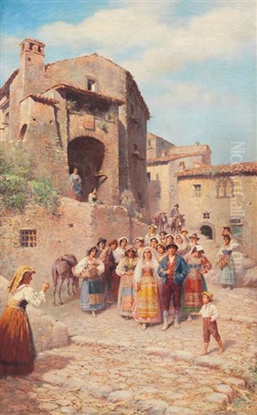 Matrimonio In Costume Oil Painting by Francesco Bergamini