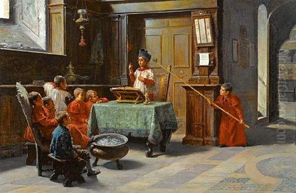 The Altar Boy's Sermon Oil Painting by Francesco Bergamini