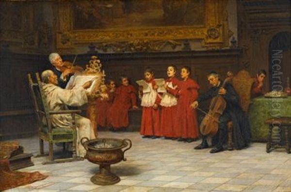 Choir Practice Oil Painting by Francesco Bergamini