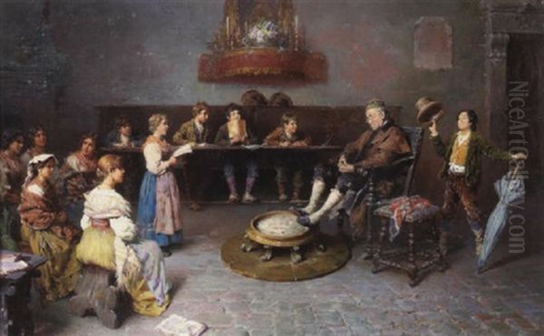 The Young Schoolmaster Oil Painting by Francesco Bergamini