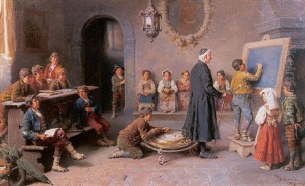 In The Schoolroom Oil Painting by Francesco Bergamini