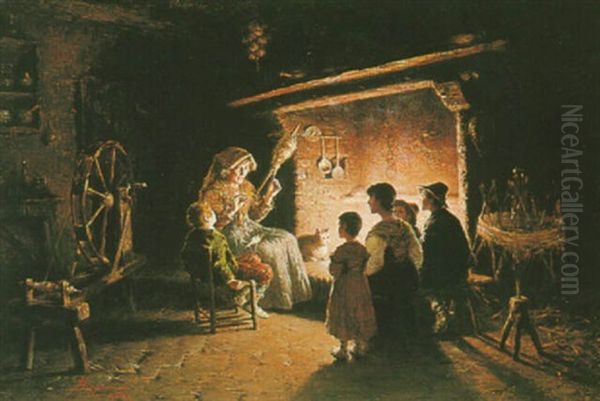 Fireside Tales Oil Painting by Francesco Bergamini