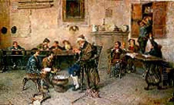 Mischief In The Classroom Oil Painting by Francesco Bergamini