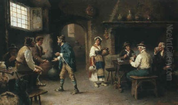 In Der Weinschenke Oil Painting by Francesco Bergamini