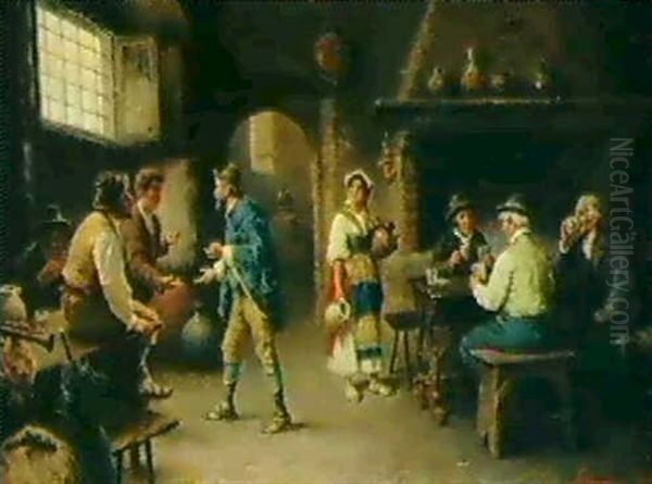 In Der Weinschenke Oil Painting by Francesco Bergamini