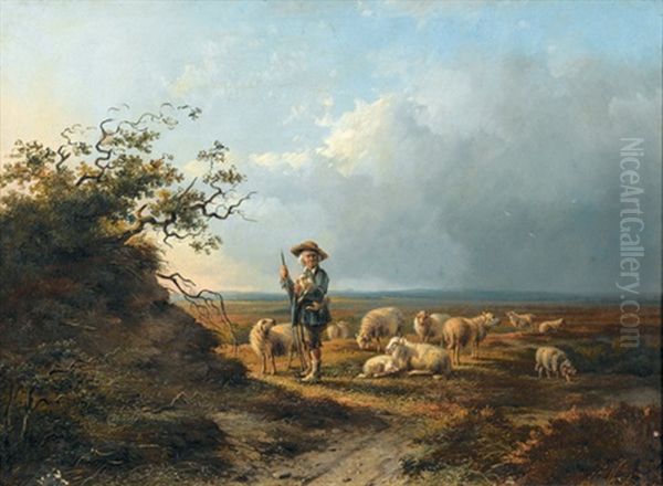 Landschaft Mit Hirten Und Schafherde by Bernardus Gerardus Ten Berge