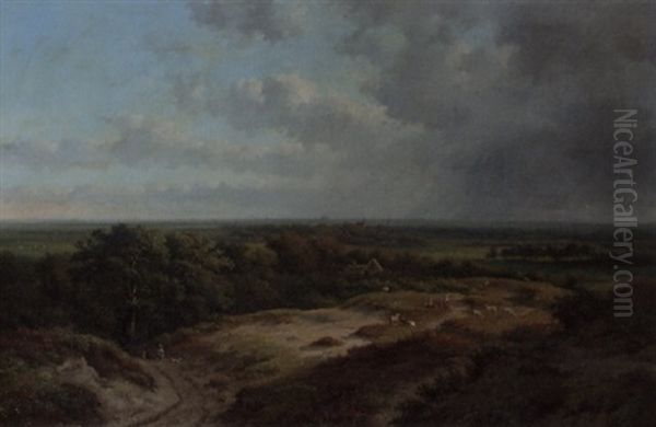 A Panoramic Landscape In The Vicinity Of Alkmaar Oil Painting by Bernardus Gerardus Ten Berge