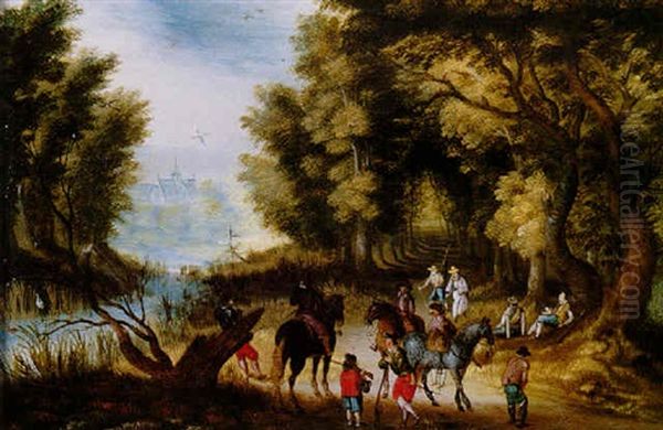 Sous-bois Avec Halte De Cavaliers Oil Painting by Christoffel van den Berge