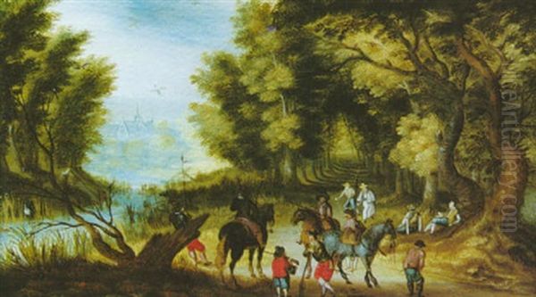 Sous-bois Avec Halte De Cavaliers Oil Painting by Christoffel van den Berge