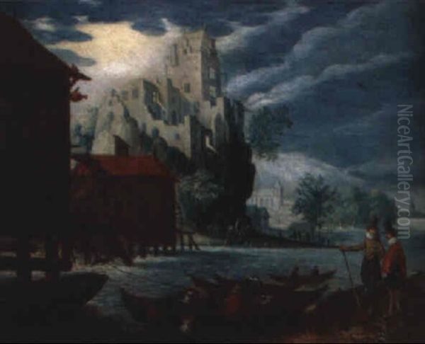 Paysage Fluvial Au Moulin Oil Painting by Christoffel van den Berge