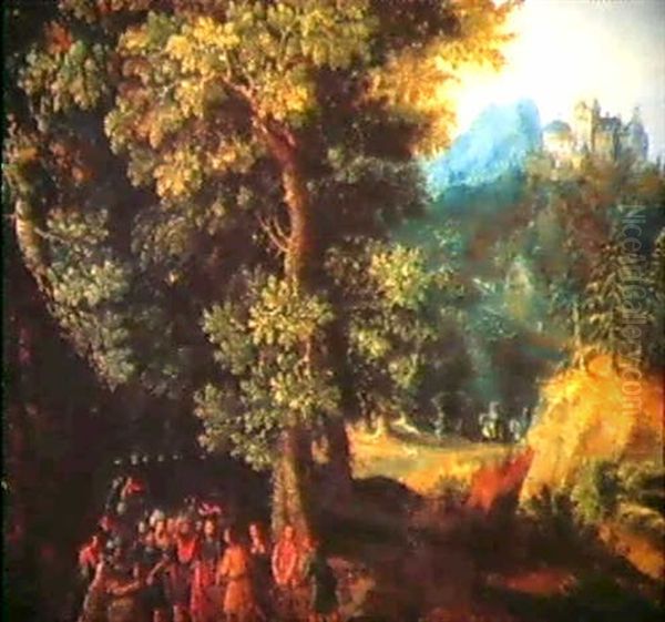 Waldlandschaft Mit Einer Burg Und Vielen Figuren Oil Painting by Christoffel van den Berge