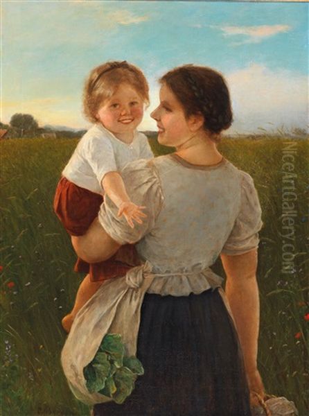 Joy Of Motherhood Oil Painting by Carl Von Bergen