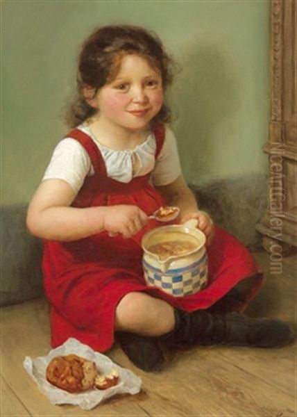 Die Brotzeit Oil Painting by Carl Von Bergen