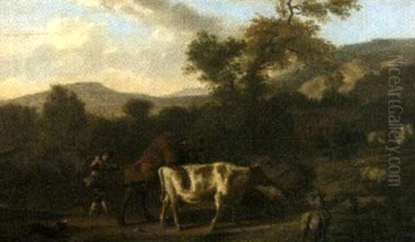 Berger Et Troupeau Dans Un Paysage Oil Painting by Dirk van Bergen