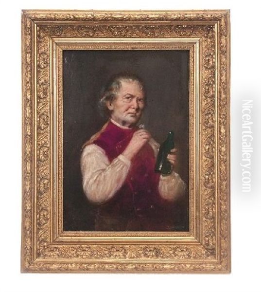 Branntwein Trinkender Mann Oil Painting by Julius Victor Berger