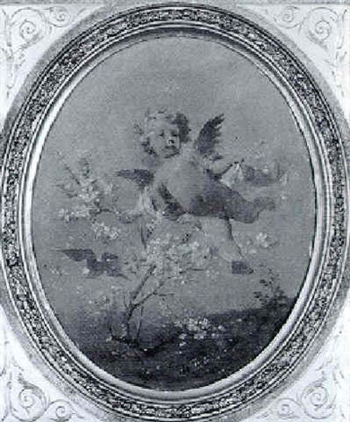 Putto Mit Bluhendem Baumchen Oil Painting by Julius Victor Berger