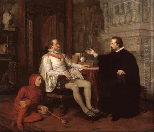 Kaiser Rudolf Ii. Und Keppler Im Studierzimmer Oil Painting by Julius Victor Berger