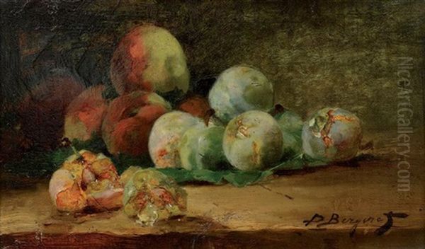 Nature Morte Aux Fruits - Nature Morte Aux Crevettes (2 Works) Oil Painting by Denis Pierre Bergeret