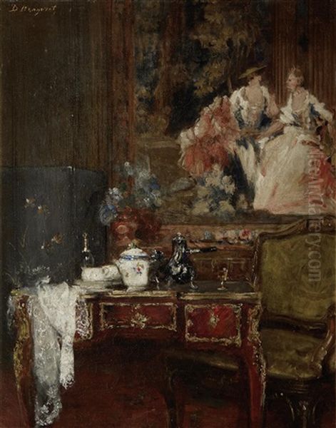 An Elegant Interior Oil Painting by Denis Pierre Bergeret