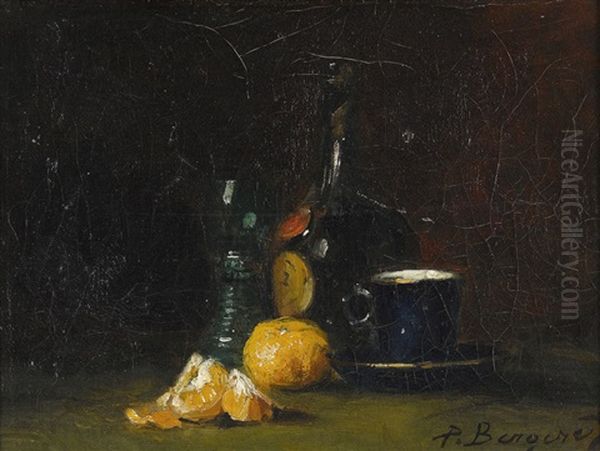 Stillleben Mit Mandarinen Und Likorflasche Oil Painting by Denis Pierre Bergeret