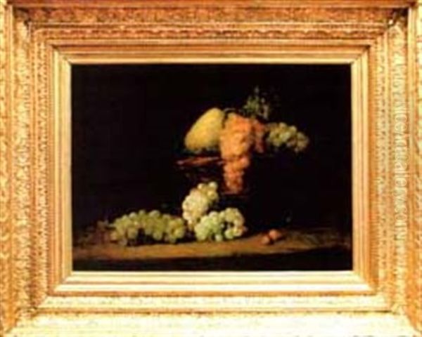 Nature Morte Aux Raisins, Prunes Et Poire Oil Painting by Denis Pierre Bergeret